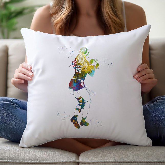 Coussin Female Flag Football Player (Créateur téléchargé)