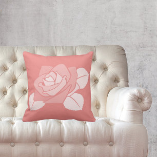 Coussin Feminine Rose Rouge pâle Fleuron Silhouette