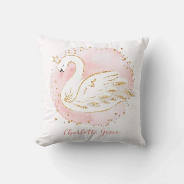 Coussin Feminine Rose Swan Princess Décoration (Recto)