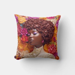 Coussin Femme afro-américaine Reine noire Melanin Poppin