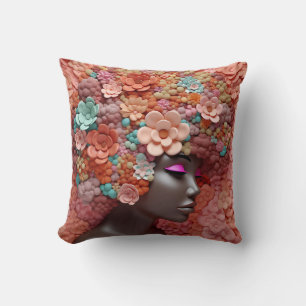 Coussin Femme afro-américaine Reine noire Melanin Poppin
