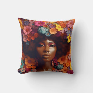 Coussin Femme afro-américaine Reine noire Melanin Poppin