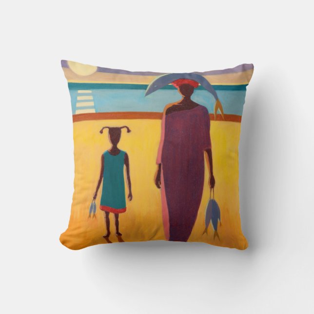 Coussin Femme avec des poissons (Recto)