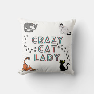 Coussin "Femme de chat folle" lance l'oreiller.