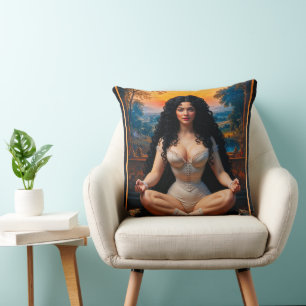 Coussin Femme Élégante En Harmonie Méditative par Xzendor7