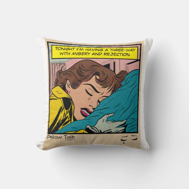 Coussin Femme en larmes Pane de bande dessinée romantique  (Recto)