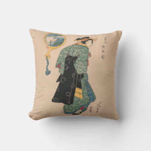 Coussin Femme japonaise Kimono : Ukiyo-e Woodblock Imprime