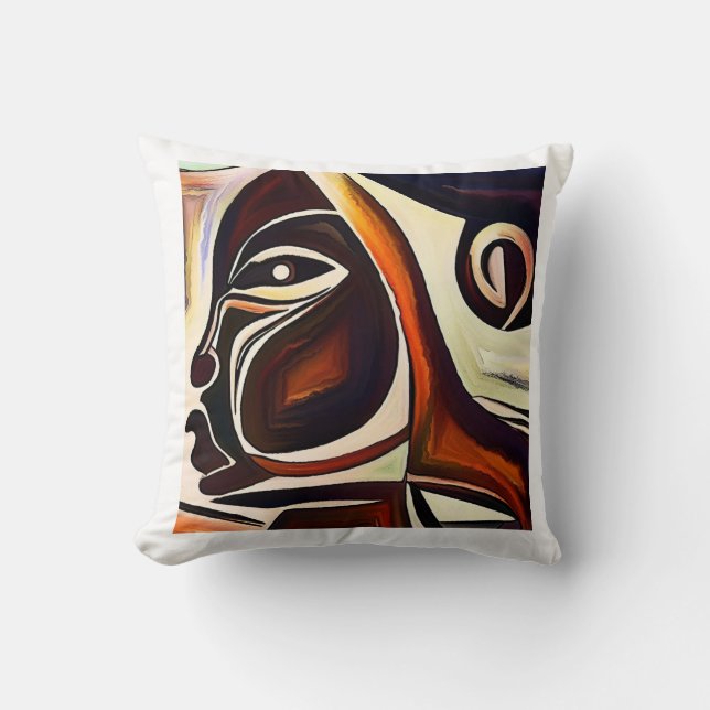 Coussin Femme noire Abstraite afrocentrique (Recto)