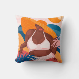 Coussin Femme Noire Courbe, Plage Vacances Prêt
