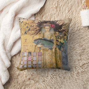 Coussin Femme Poissons Vintage Classique Gothique