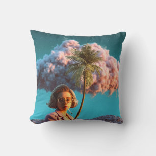 Coussin Femme surréaliste avec palmier
