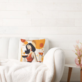 Coussin Femme vintage avec cocktail