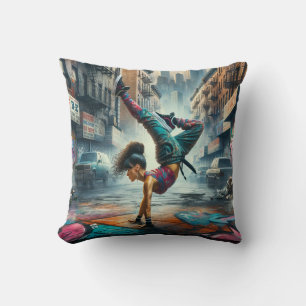 Coussin Femmes en action de Breakdancer Silhouette de New 
