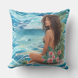 Coussin Femmes Exotiques et Paradis de Plage Tropicale