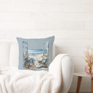 Coussin Fenêtre sur la plage... - Dreaming of the Beach