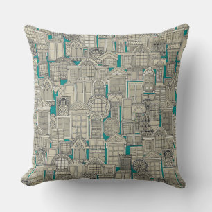 Coussin fenêtres turquoise