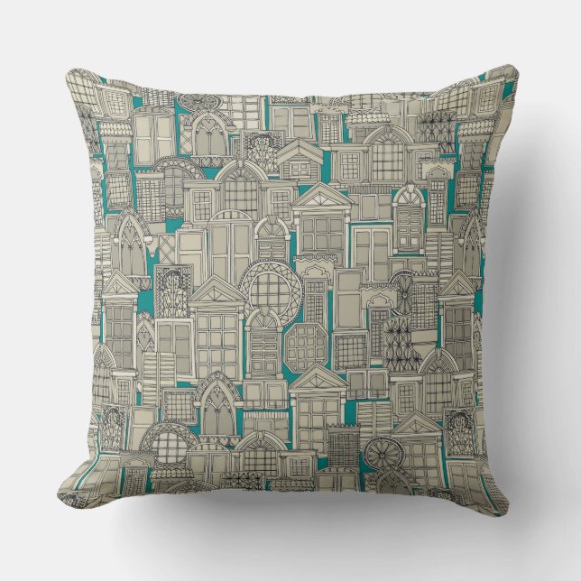 Coussin fenêtres turquoise (Recto)