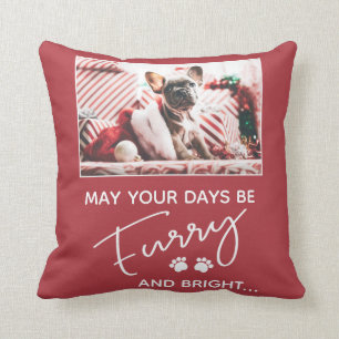 Coussin Fer Noël rouge avec photo et pattes blanches
