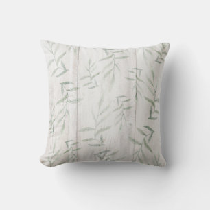 Coussin Ferme Botanique Blanc Bois Rustique Feuilles
