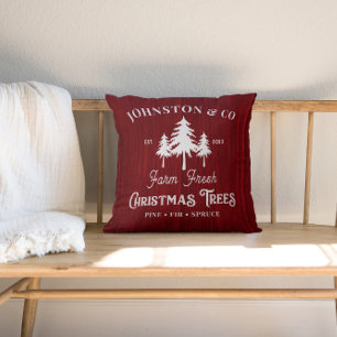 Coussin Ferme de sapin de Noël en bois d'Amérique rustique