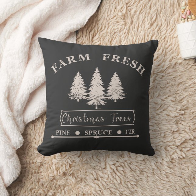 Coussin Ferme des arbres de Noël frais (Couverture)
