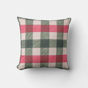 Coussin Ferme En vichy rouge et vert