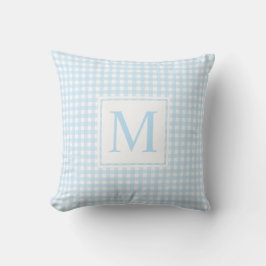 Coussin Ferme moderne Bébé Bleu Monogramme Petit En vichy.