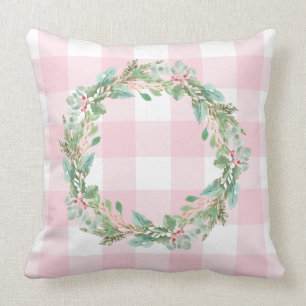 Coussin Ferme Pastel Pink Check Plaid Christmas Wurth