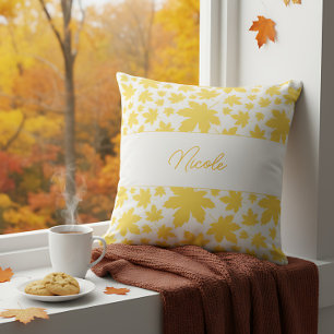 Coussin Ferme personnalisée Feuilles d'automne jaune