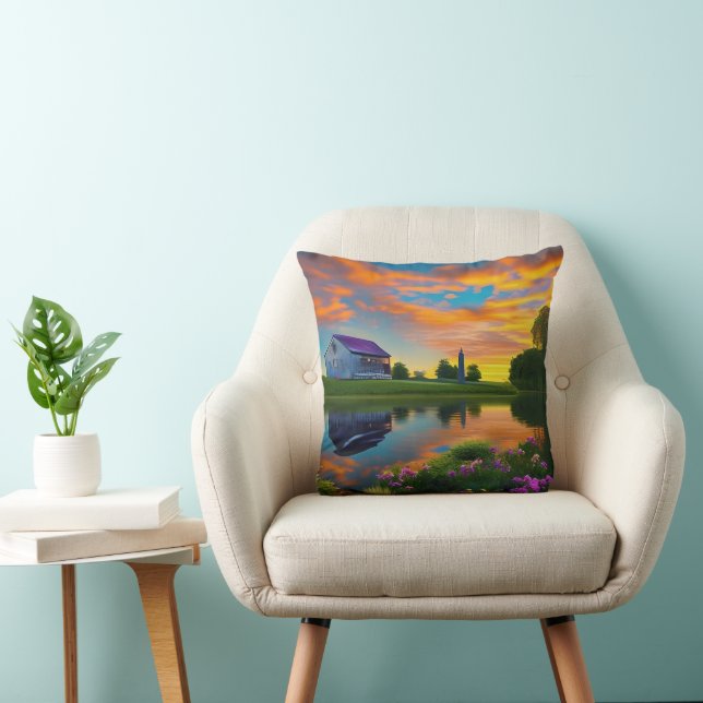 Coussin Ferme Purple Roof Pond à Sunrise (Chaise)
