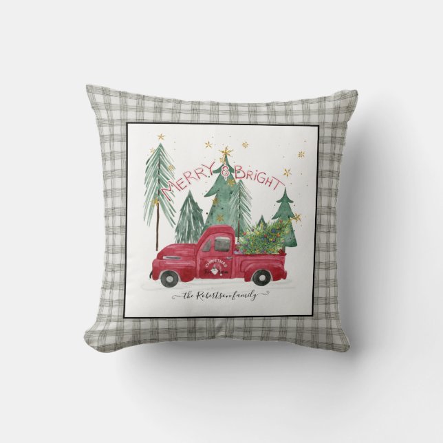 Coussin Ferme Red Truck Grey En vichy Buffalo Check (Recto)
