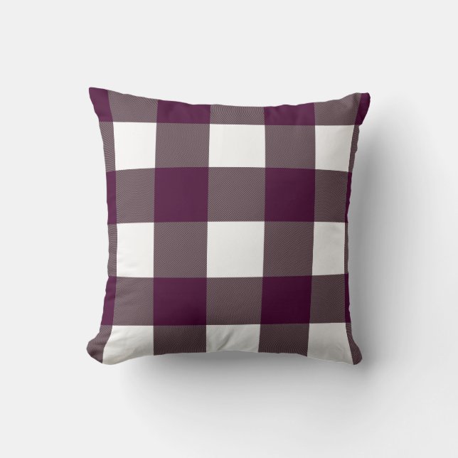 Coussin Ferme Rustique Blackberry Buffalo Plaid Carré (Recto)