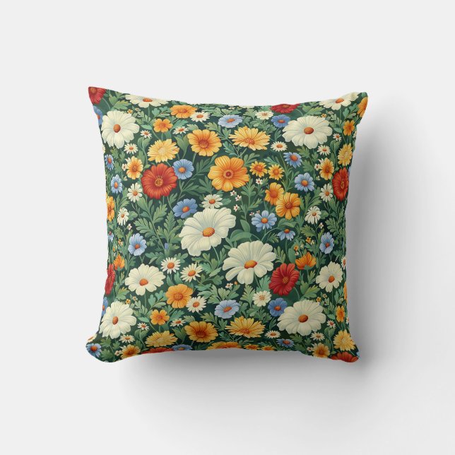Coussin Ferme tendance Stylish Fille Floral Vert Rouge (Recto)