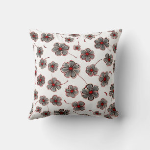 Coussin Ferme tendance Stylish Girly Floral Red Grey