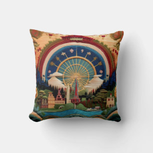 Coussin Ferris de style brodé et Landscap Pittoresque