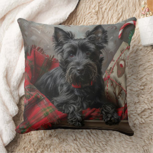 Coussin Festif de Noël écossais Terrier Dog