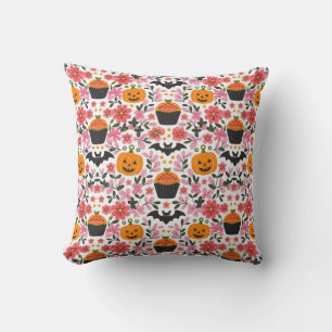 Coussin festif d'Halloween Flore, Citrouille et