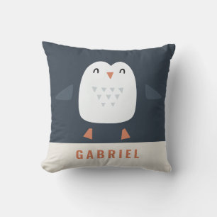 Coussin festif drôle petit pingouin personnalisé enfant