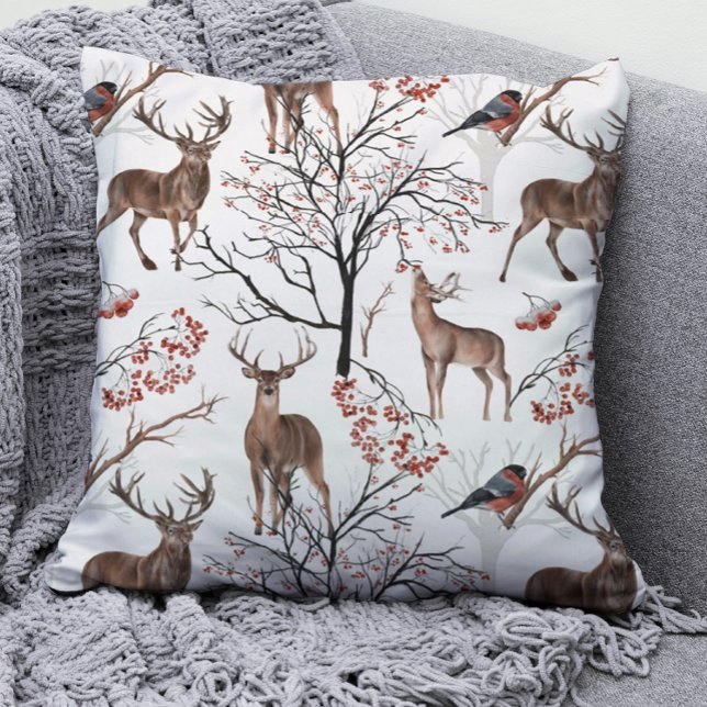 Coussin Festif Hivernal Cerf Bois Motif Noël (Créateur téléchargé)