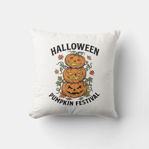 Coussin Festival de citrouilles d'Halloween Jack O Lantern