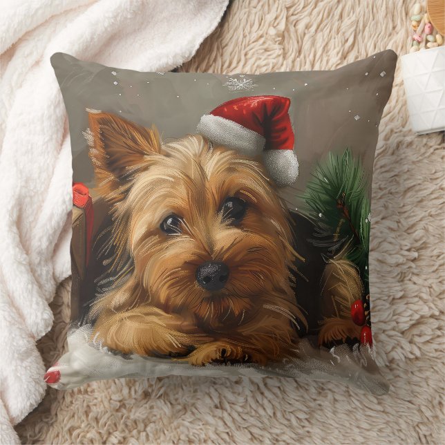 Coussin Festival de Noël du chien Terrier australien (Couverture)