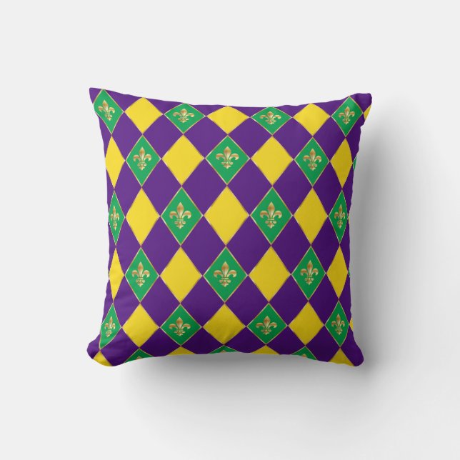 Coussin Festival du carnaval de Mardi Gras Fleur de Lis Di (Recto)