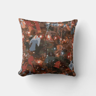 Coussin Festive Abstrait Fermer les lumières des arbres de