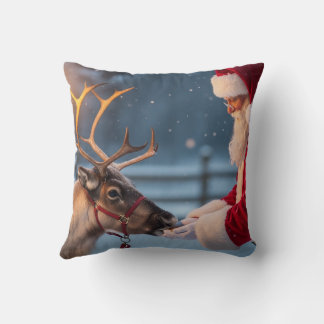 Coussin Festive Christmas Throw Pillow, Reindeer & Snowman
