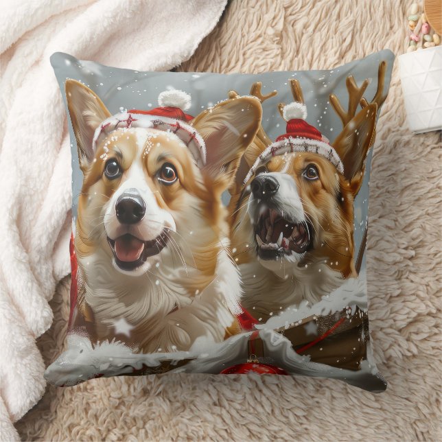 Coussin Festive de Noël de Chien de Corgi (Couverture)