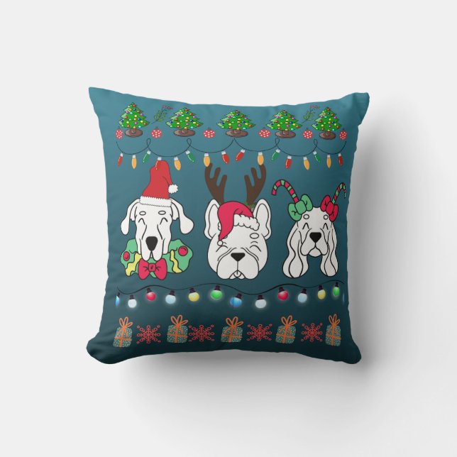 Coussin Festive Dog Christmas Pattern-cute holiday dogs (Recto)