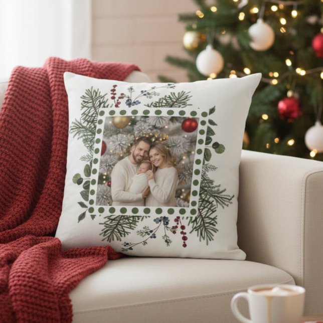 Coussin Festive Family Memories Holiday (Holiday photo pillow)