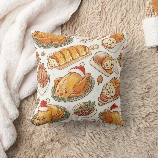 Coussin Festive Feast Pattern | Cute Holiday Food  (Couverture)