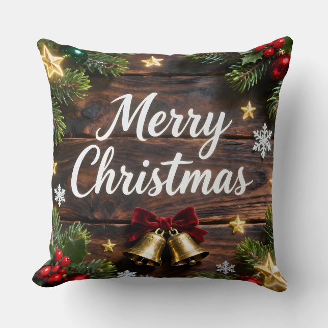 Coussin Festive Merry Christmas Holiday Pillow (Recto)