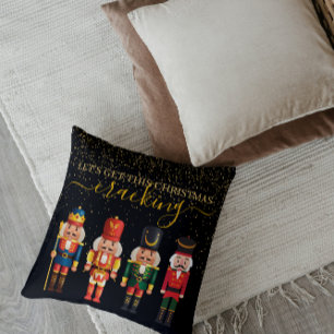 Coussin Festive Moderne Xmas Noir Cute Nutcracker